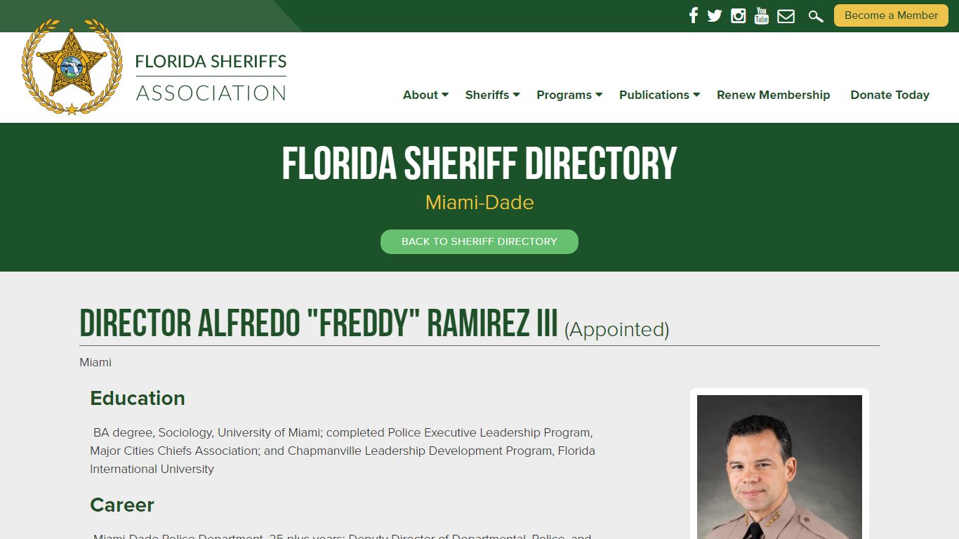 Miami-Dade Police Department Director Bio - Florida Sheriffs Association